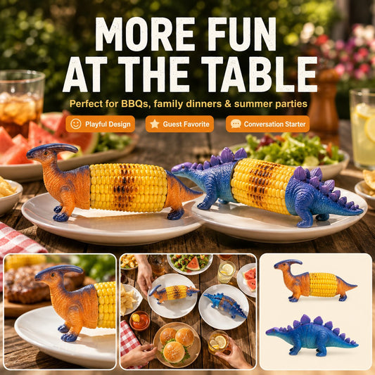 Dinosaur Corn Cob Holders with Stainless Steel Prongs