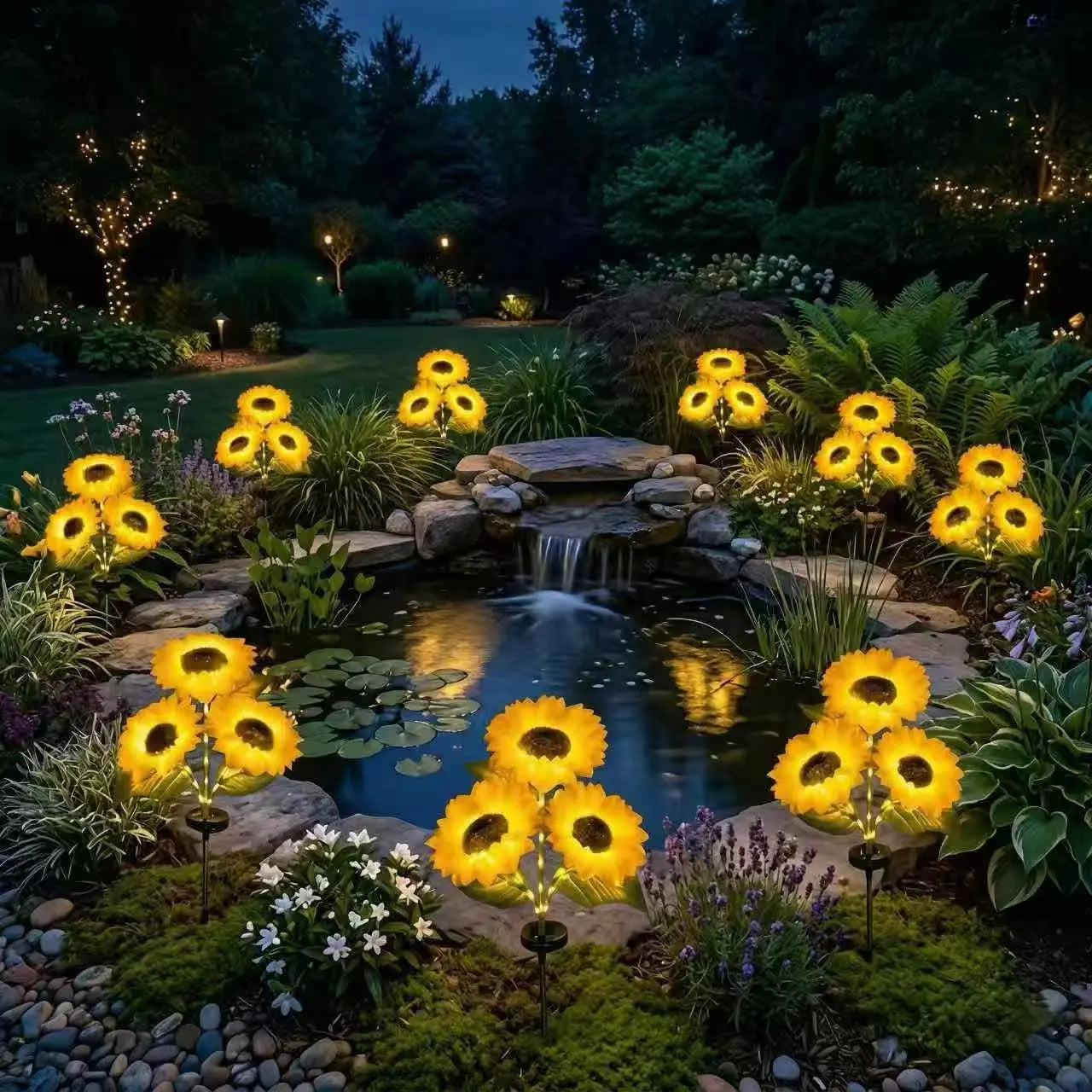 Solar Powered LED Sunflower Garden Lights Realistic Nighttime Glow for Yard Lawn Patio Porch Waterproof IP65 Energy Efficient Outdoor Lighting Durable Plastic Flowers All Weather Protection