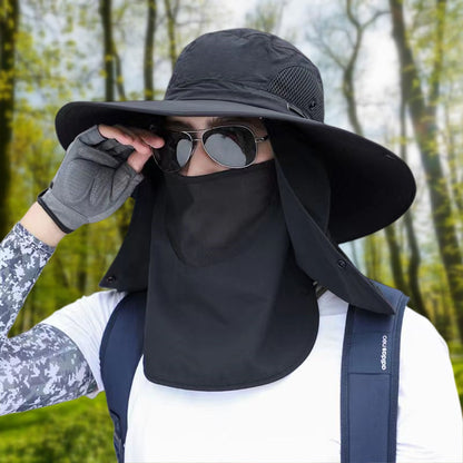 Wide Brim Sun Hat, Men's Safari Hat,  360° Sun Protection, UPF50+, Shade Hat, Insect Repellent, Mesh, Breathable, UV Protection