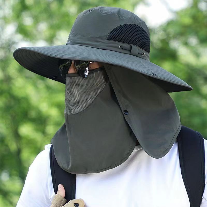 Wide Brim Sun Hat, Men's Safari Hat,  360° Sun Protection, UPF50+, Shade Hat, Insect Repellent, Mesh, Breathable, UV Protection