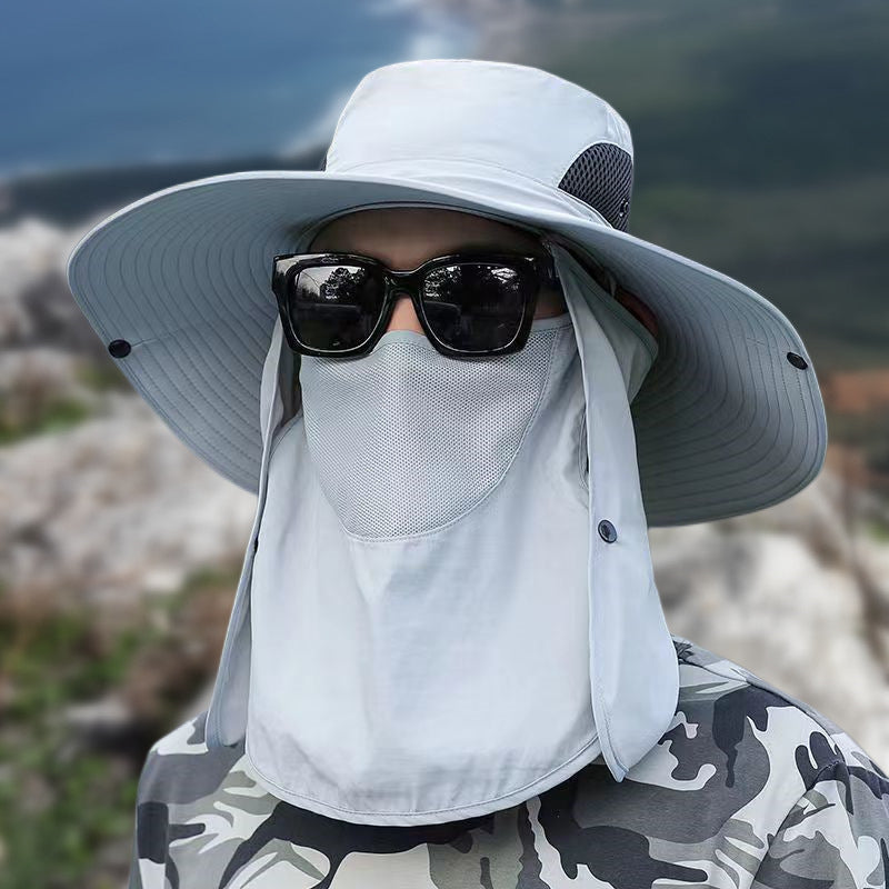 Wide Brim Sun Hat, Men's Safari Hat,  360° Sun Protection, UPF50+, Shade Hat, Insect Repellent, Mesh, Breathable, UV Protection