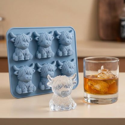 6‑Cavity Mini Highland Cow 3D Ice & Dessert Mold