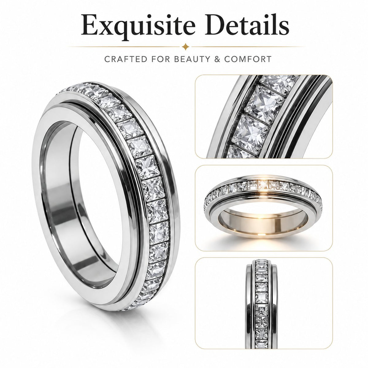 Crystal 360° Calming Spinner Ring