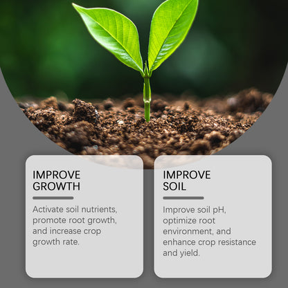 Soil conditioner. Concentrated humic acid formula, suitable for lawns and garden plants.