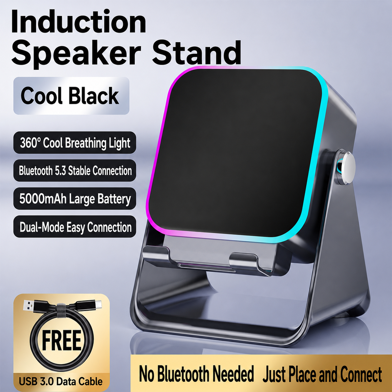 6-in-1 Wireless Bluetooth Speaker with Phone Stand & RGB Light