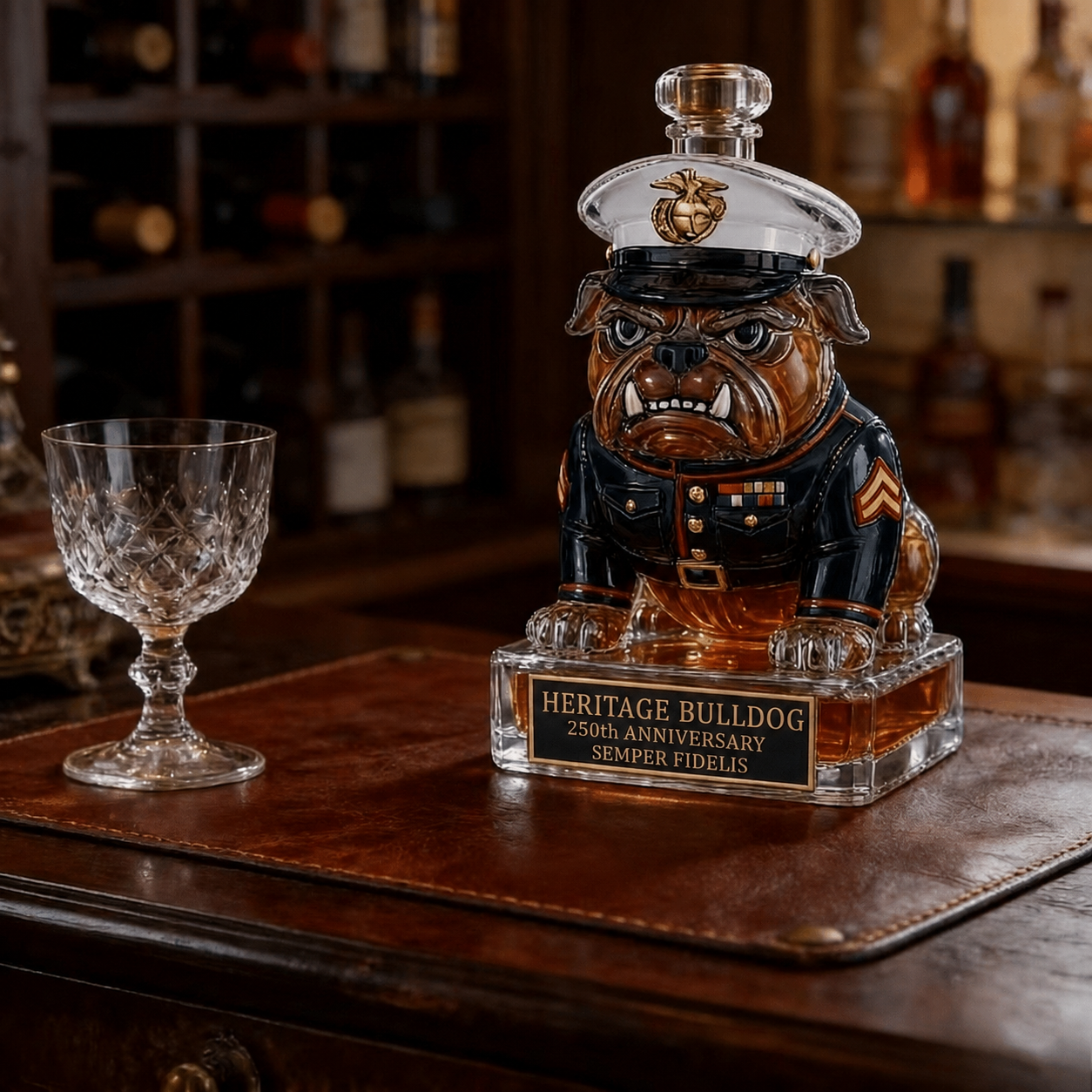 👑 Heritage Bulldog Glass Decanter for Bar Display