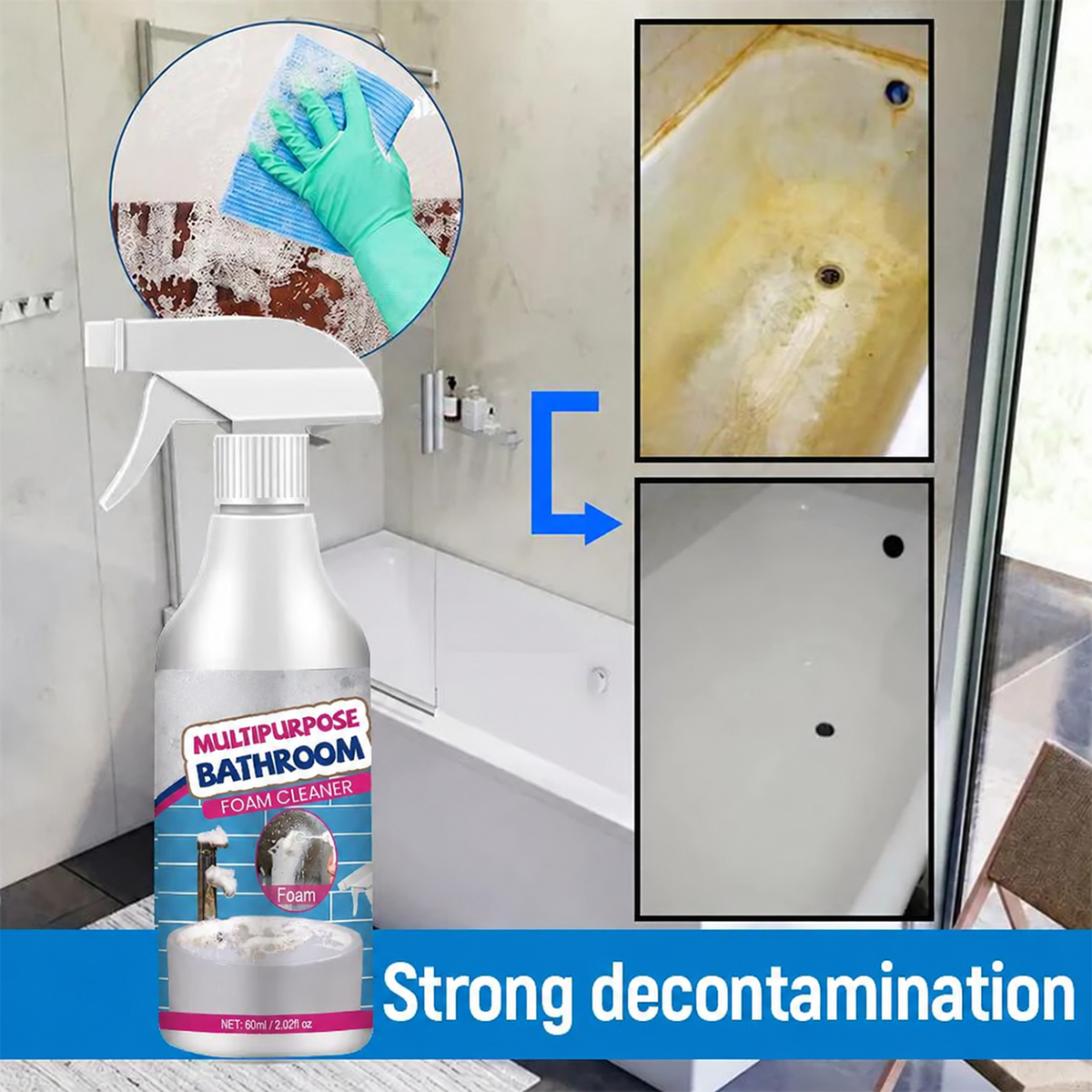 Multifunctional foam cleaner for the bathroom
