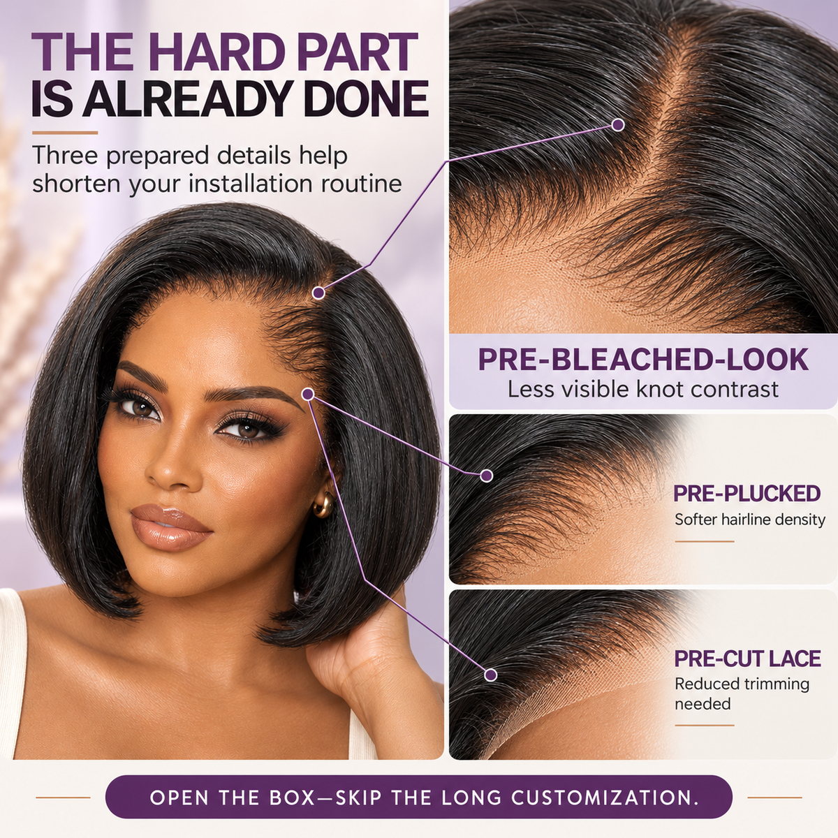 PreMax 3-in-1 Glueless Human Hair Bob Wig