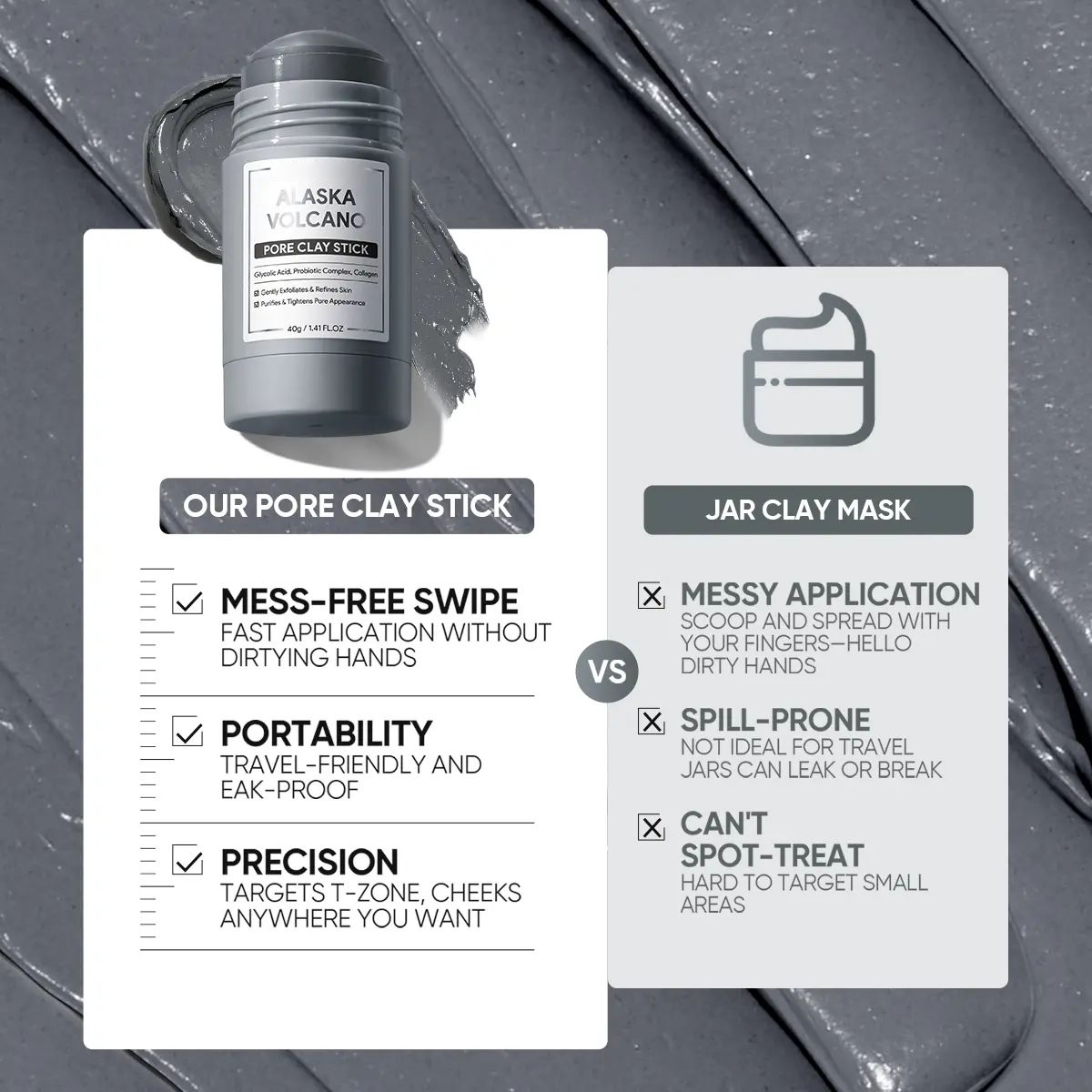 Alaska Volcano Pore Clay Stick Cleansing Blackhead Remover Face Mask Stick