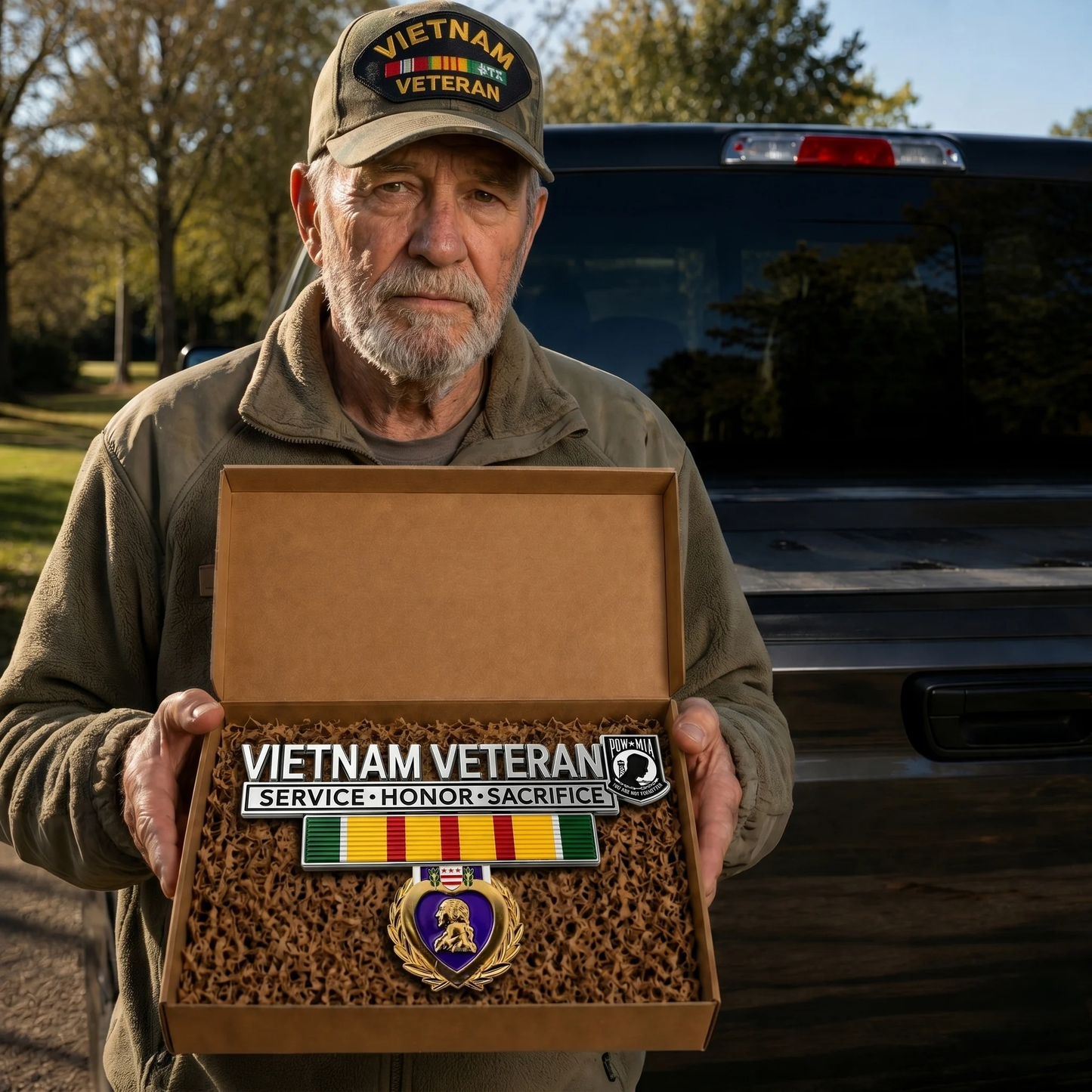 🎖️Vietnam-Era Veteran Tribute Car Emblem – Commemorative Metal Auto Badge for Honor & Remembrance