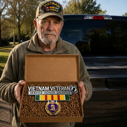 🎖️Vietnam-Era Veteran Tribute Car Emblem – Commemorative Metal Auto Badge for Honor & Remembrance