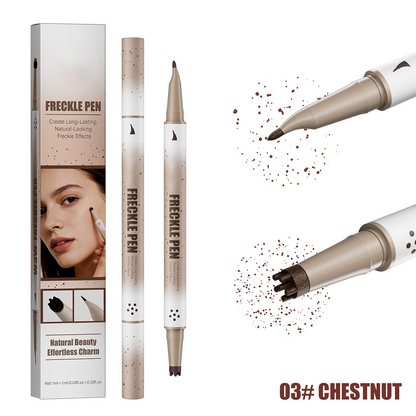 Dual-Ended Freckle Pen & Freckle Stamp - Precise 15° Curved Tip Makeup Waterproof & Smudge Proof, Long Lasting Faux Freckles Pencils