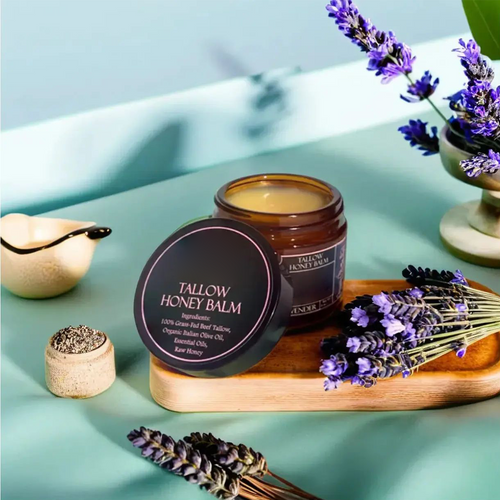 Grass-Fed Beef Tallow Balm with Raw Honey, Natural Skin Moisturizer
