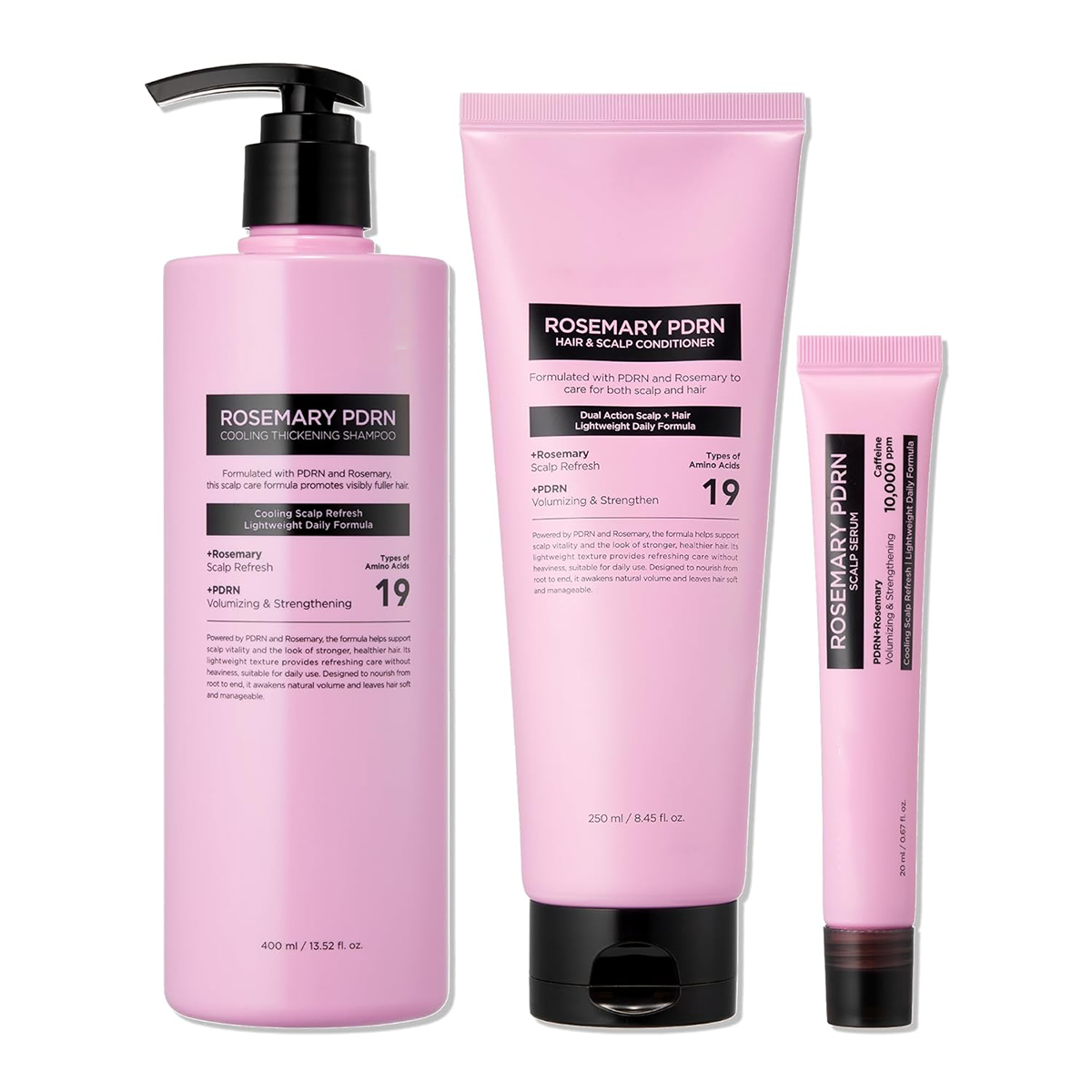 Rosemary PDRN Scalp & Hair Care Set – Shampoo, Conditioner, Hair Mask & Scalp Serum for Fuller-Looking Hair