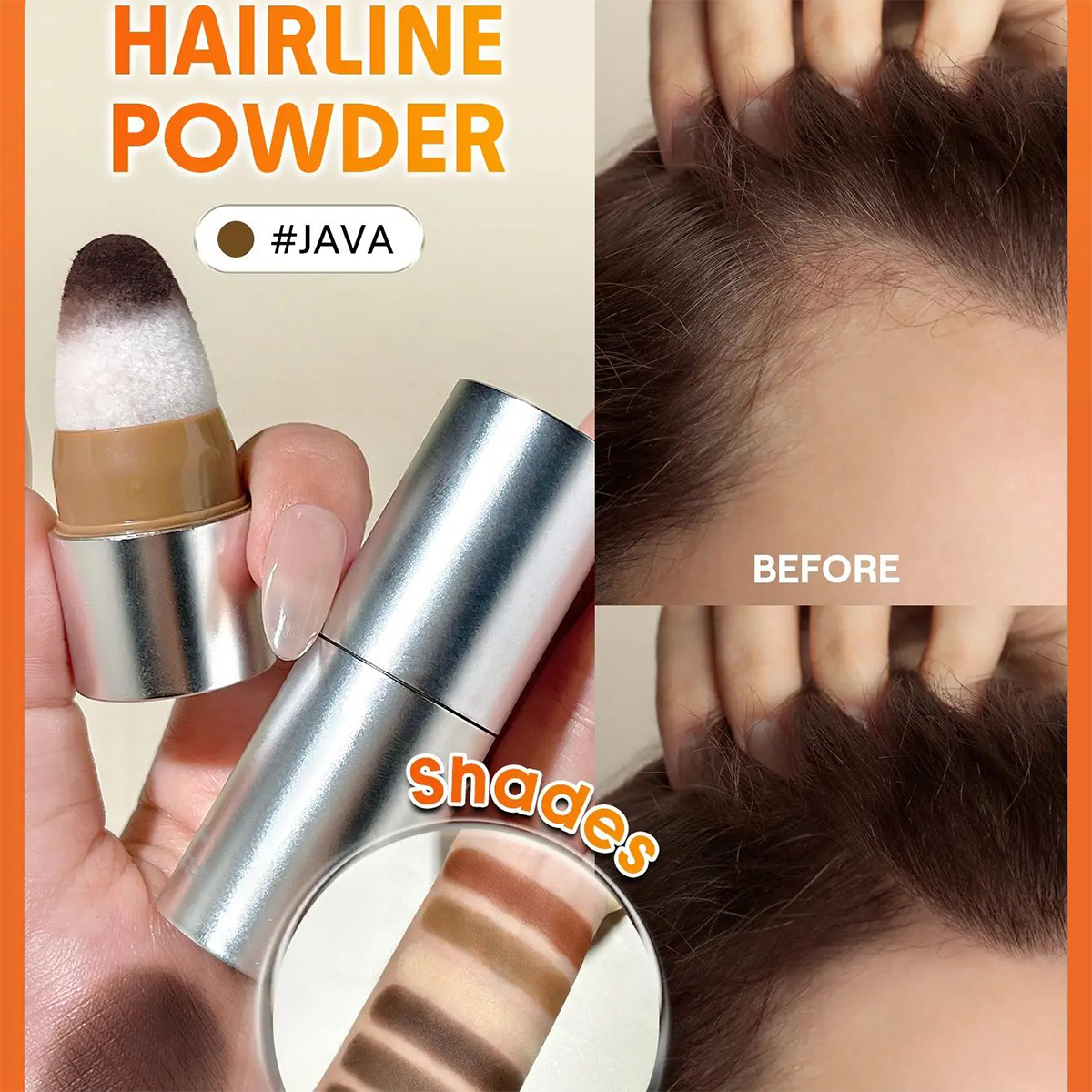 Fix & Fill Hairline Powder-Spice, 4-IN-1 Powder Stick for Hairline, Part, Contour & Brow, Quick Fix Sparse Hair