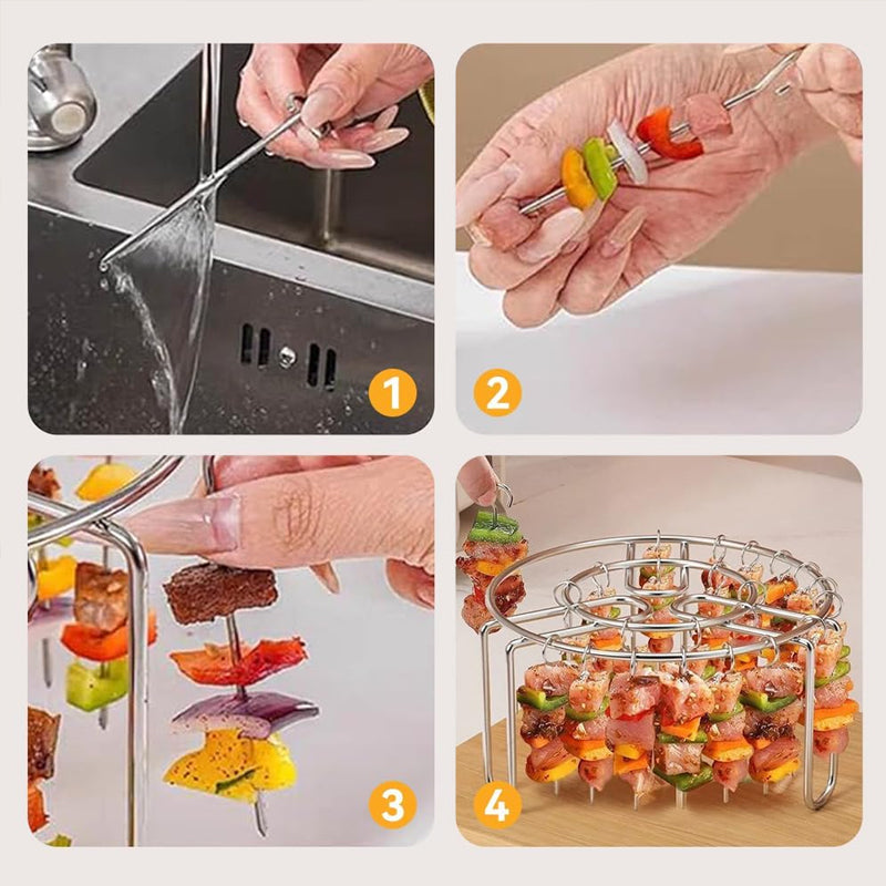 🔥 Air Fryer Skewer Rack – Stainless Steel Vertical Kebab Holder🍢
