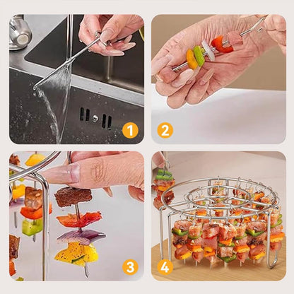 🔥 Air Fryer Skewer Rack – Stainless Steel Vertical Kebab Holder🍢