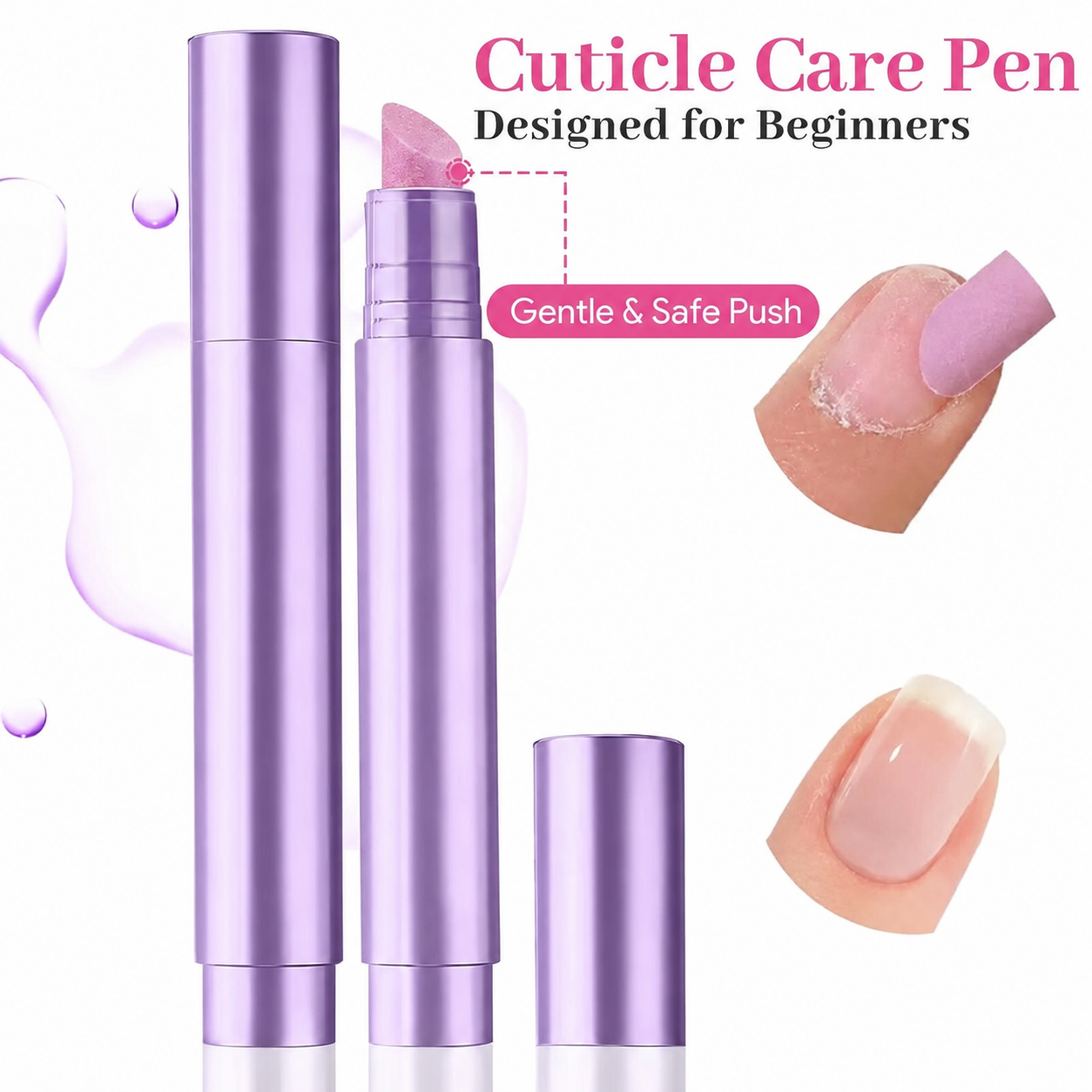 Ceramic Cuticle Oil Pusher Pen, Nourishing Essential Oil for Dry & Damaged Nails
