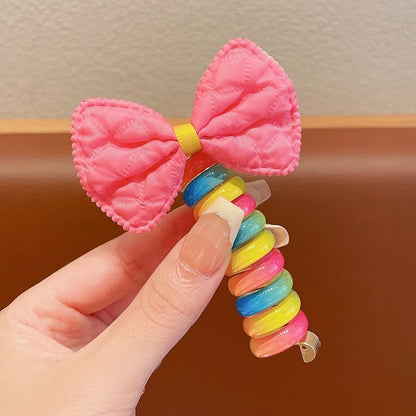 Rainbow Cartoon Spiral Hair Bobbles | Gentle No Pull Hair Ties for Little Girls