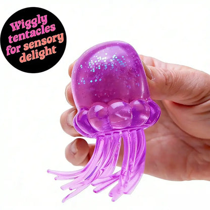🏆Cute Jellyfish Squishy Toy-Blue, Purple, Pink Glitter Jellyfish Stress Relief Squeeze Toy