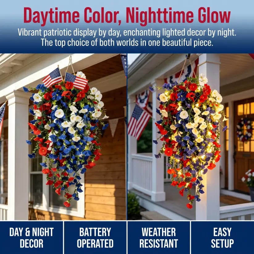 Patriotic Style Hanging Bouquet Ornament for USA 250th Anniversary Festival Decor