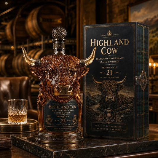 Highland Cow Private Cask 21 Years Cow Head Shaped Scotch Whisky Bottle