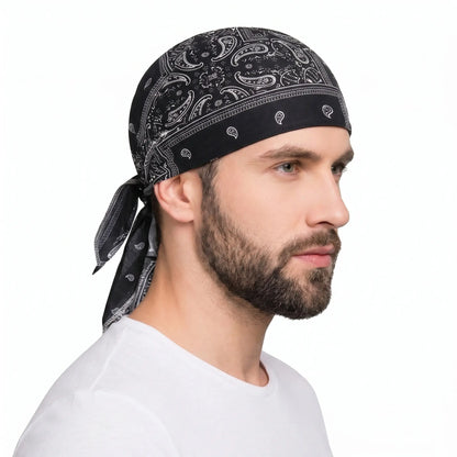 Paisley Pattern Durag Adjustable Head Wrap, Breathable Quick-Dry Helmet Liner