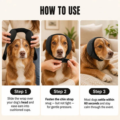 Noise-Reducing Dog Ear Wrap – Soft Comfort Hood for Fireworks, Storms & Loud Events🐶