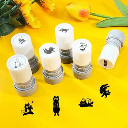 Cat Pattern Stamp, Round Self-inking Stamp