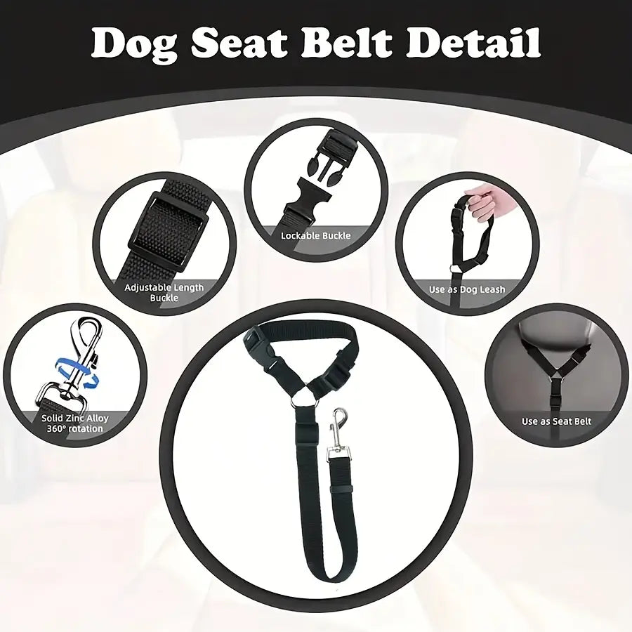 🐶🐾Dog Safety Leash for Vehicles, Pet Car Seatbelt Leash, Dog Vehicle Safety Belt Clip, Gift for Dogs,Universal Harness Straps