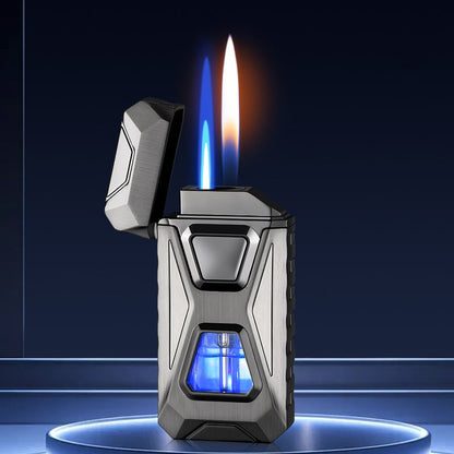 Voice-Activated Dual Flame Lighter,USB Rechargeable Windproof Refillable with Visible Window