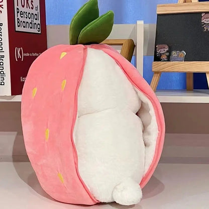 Cute Strawberry Bunny Plush Toy Soft Kawaii Stuffed Animal Gift for Kids Girls Hug Pillow Bed Decoration Birthday Present Furry Friends Plush Doll Animal Gift for Kids