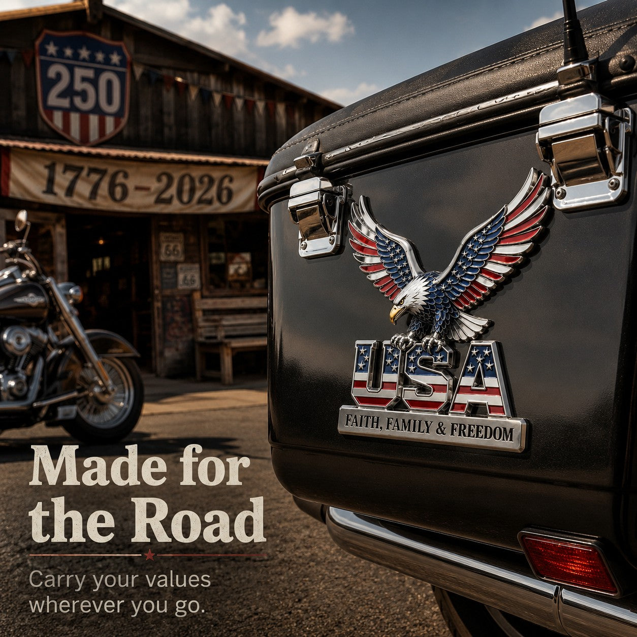 Patriotic 250th Anniversary-Inspired Metal Emblem Decor