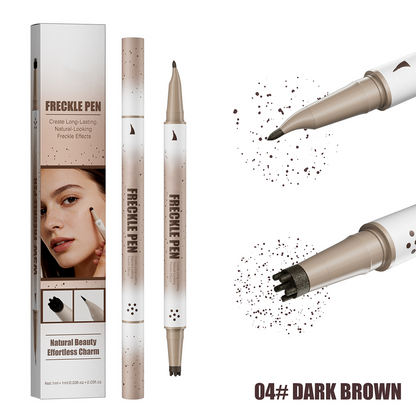 Dual-Ended Freckle Pen & Freckle Stamp - Precise 15° Curved Tip Makeup Waterproof & Smudge Proof, Long Lasting Faux Freckles Pencils