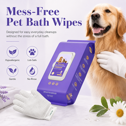 Deodorizing Glove Wipes for Dogs & Cats - Waterless Bath Alternative