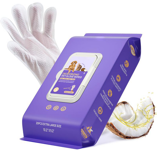 Deodorizing Glove Wipes for Dogs & Cats - Waterless Bath Alternative