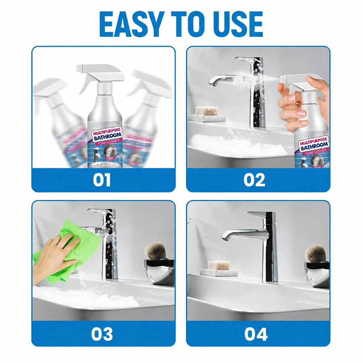 Multifunctional foam cleaner for the bathroom