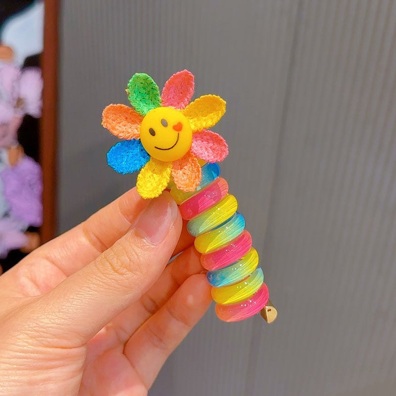 Rainbow Cartoon Spiral Hair Bobbles | Gentle No Pull Hair Ties for Little Girls