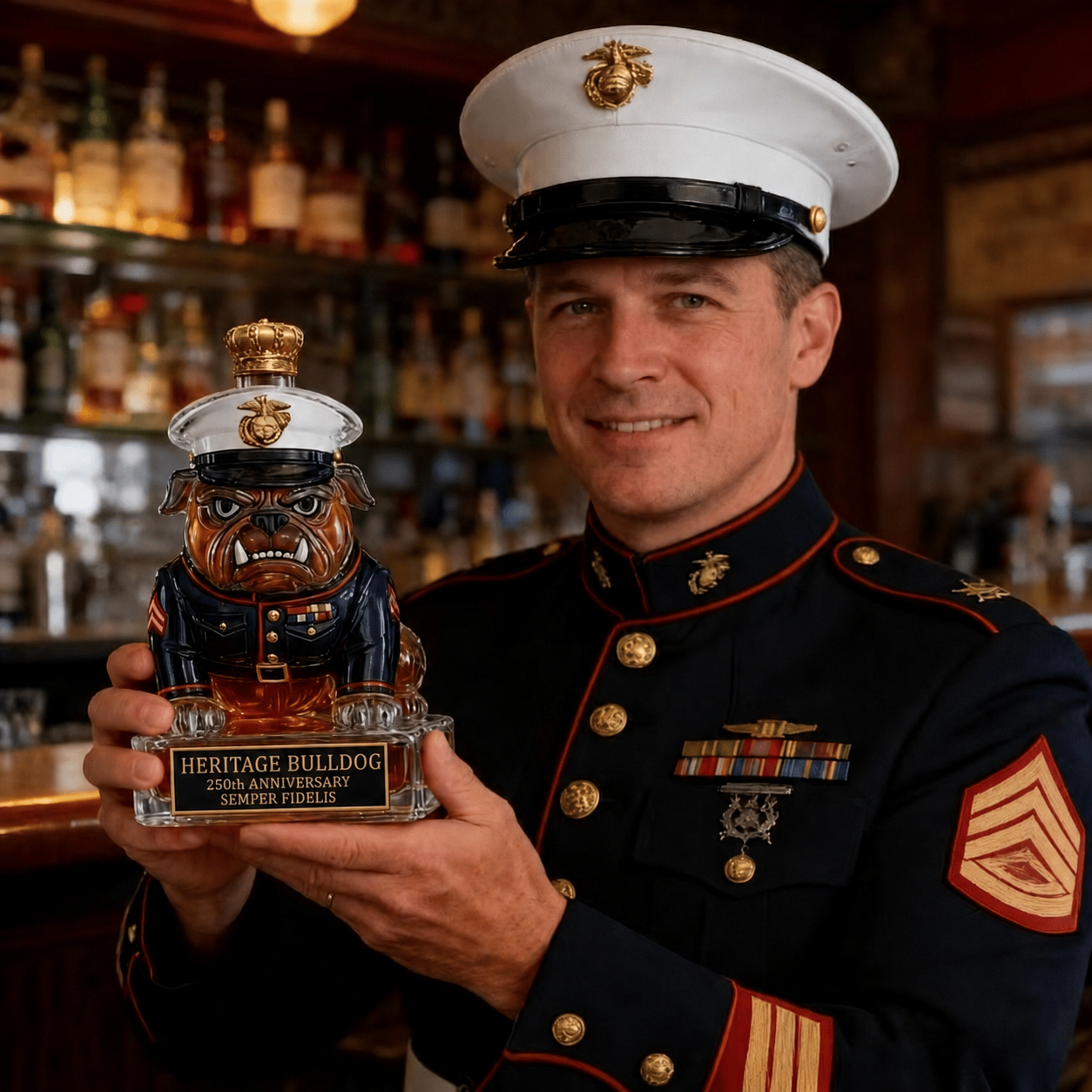 👑 Heritage Bulldog Glass Decanter for Bar Display