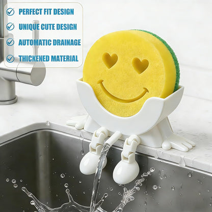 🔥🔥Cute Hanging Sponge Holder with Drainage,3D Printed Kitchen Funny Sponge Stand for Sink