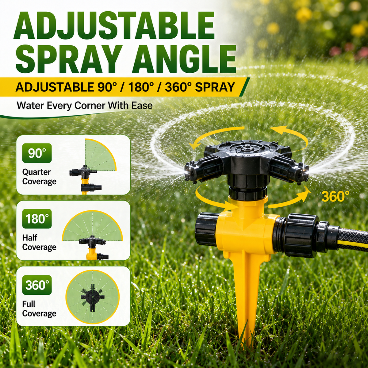 360° Rotation Auto Irrigation System Garden Lawn Sprinkler Patio