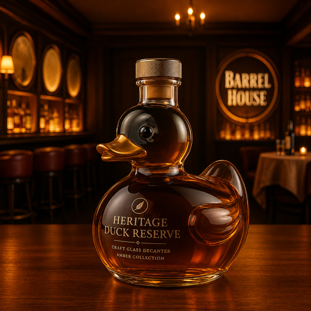 Duck-Shaped Glass Decanter for Bar Display
