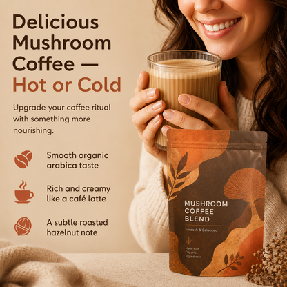 Mushroom Coffee Blend – Medium Roast Instant Coffee with 6 Functional Mushrooms