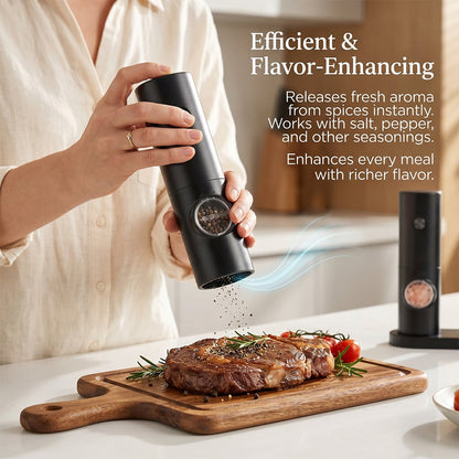 🧂⚡Electric Salt & Pepper Grinder Set – 2 Pack Automatic Spice Mills