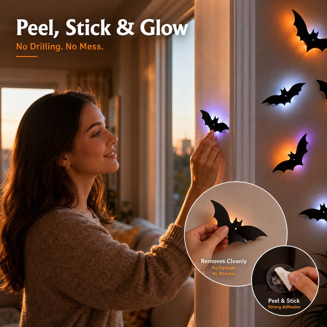 👻🦇3D Bat Light Design LED Decorations, Transform Your Wall Into A Halloween Haunt