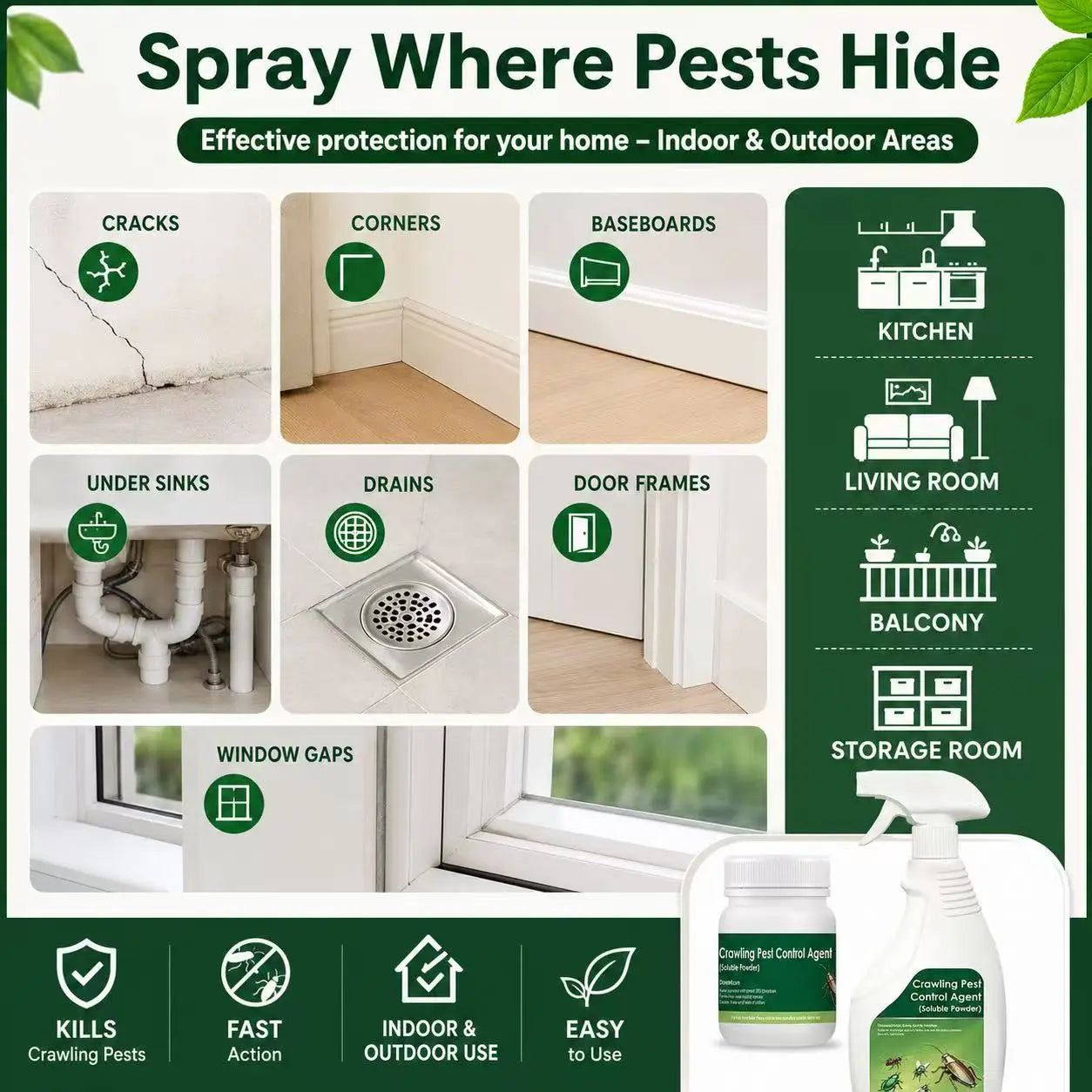 Multi-Purpose Pest Control Kit for Roaches, Ants & Spiders