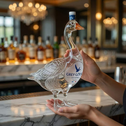 3D Sculpted Goose Glass Decanter – Luxury Collectible Display Bottle