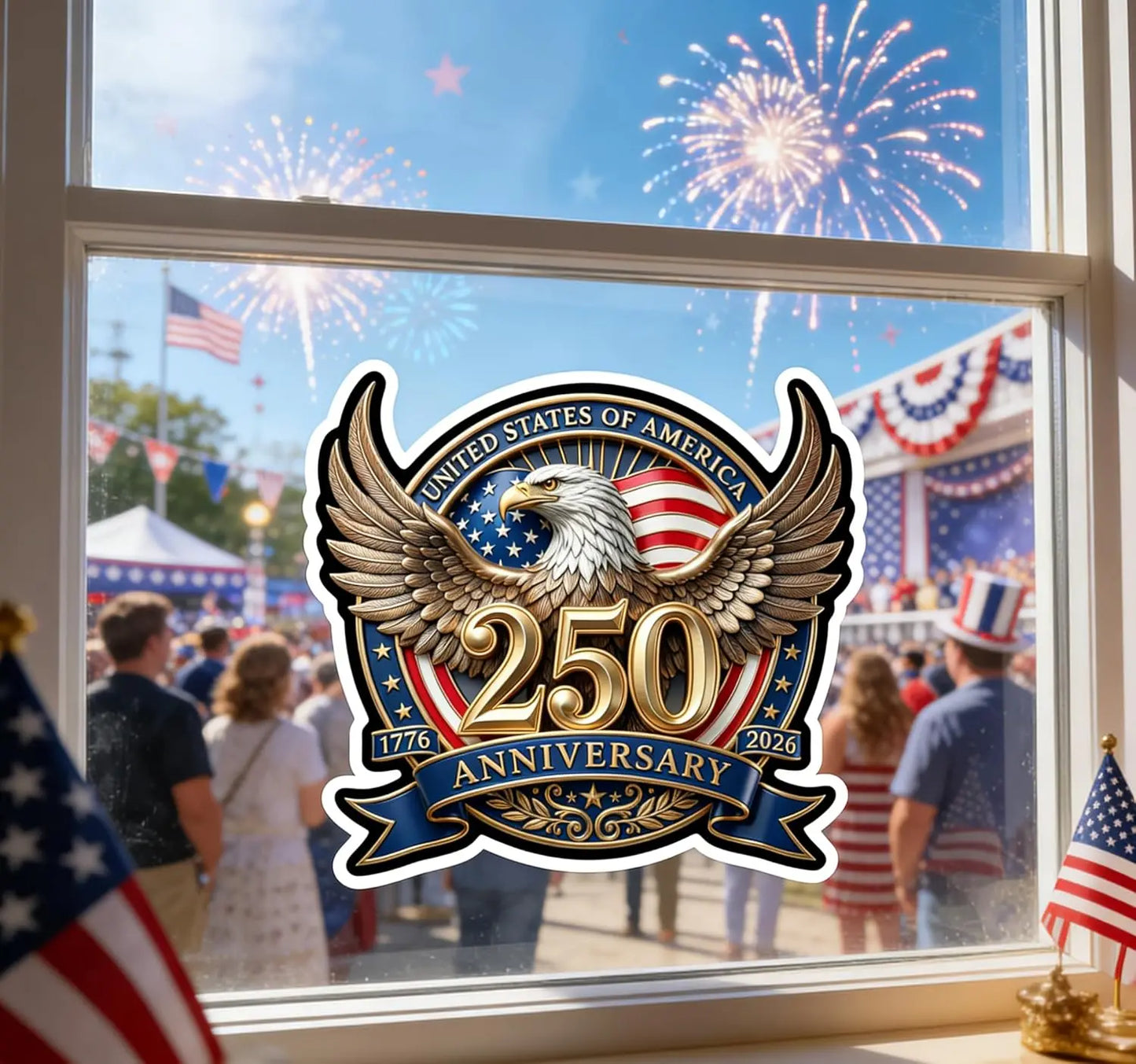 Celebrate 250 Years of Freedom – USA Patriotic Car Decal 1776–2026