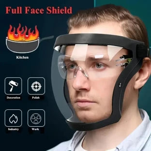 Transparent Adjustable Full-Face Shield | Durable Safety Visor, Heat & Impact Resistant for Work, Kitchen & Outdoor