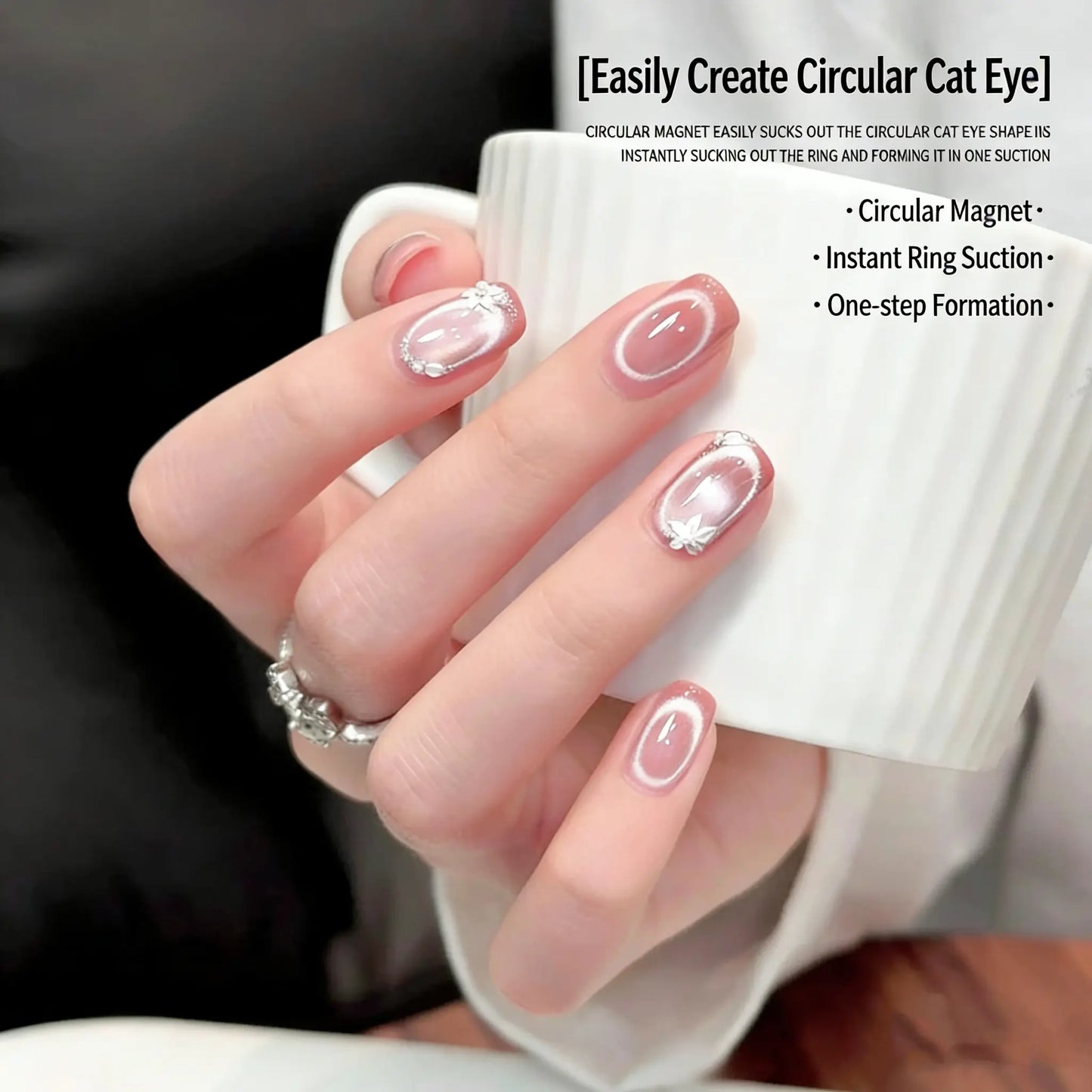 Hollow Ring Cat Eye Magnet For Nails, Easy Operation Nail Art Tool